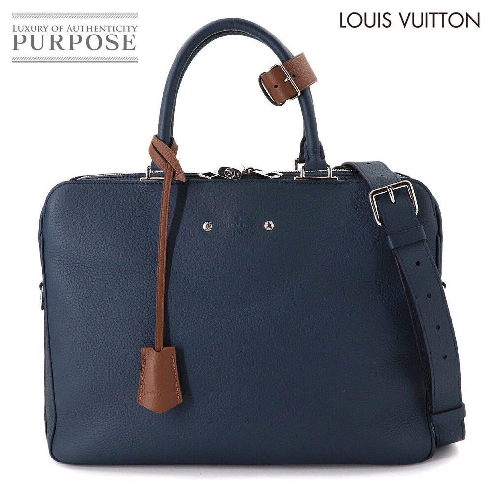 Louis Vuitton Armand Briefcase Business Shoulder Bag Taurillon Navy Blue